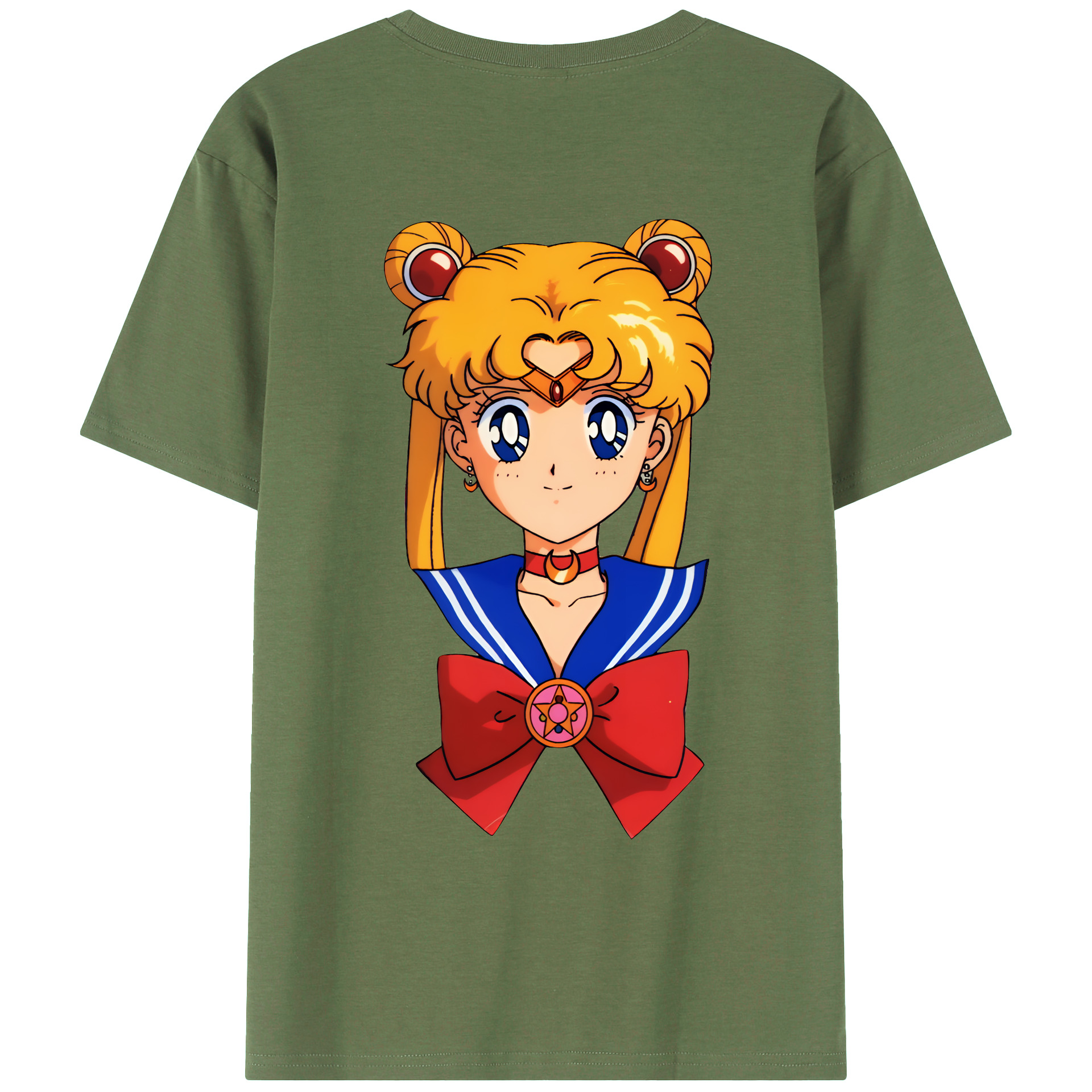 （画像用） 美少女戦士セーラームーン 月野 うさぎ つきの うさぎ Sailor Moon Tsukino Usagi 綿100％ メンズ半袖Tシャツ（バックプリント） 通気性